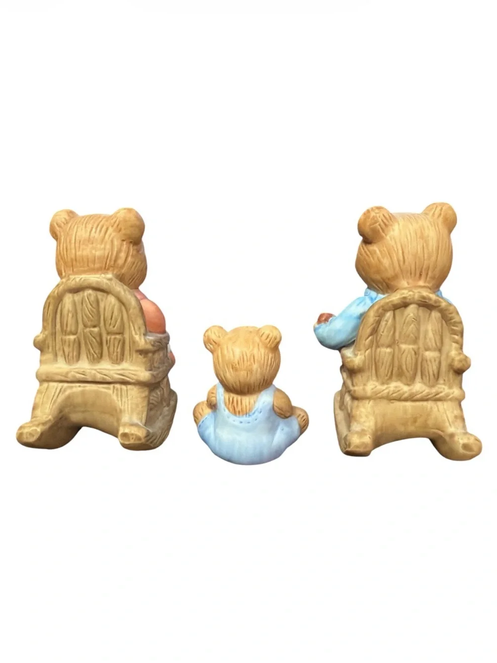Pristine Vintage Homco Bear Family Figurine Set #1470 Complete 3-Piece